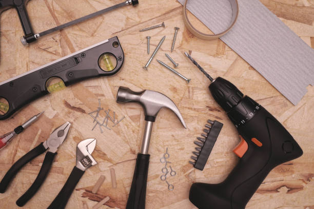 istock Overhead flat lay of a variety of tools 1460602164