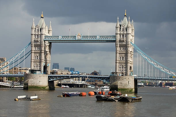 Tower Bridge in a stormy afternoon stock photo