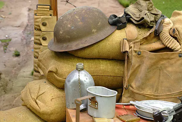 Several items displayed from a World War I soldier