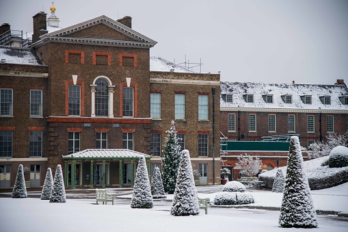 London, United Kingdom - December 12, 2022: Snow over Kensington Palace