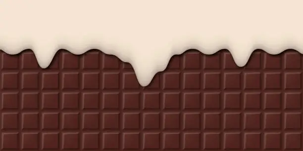 Vector illustration of Cream melted on chocolate bar background. Vector illustration.