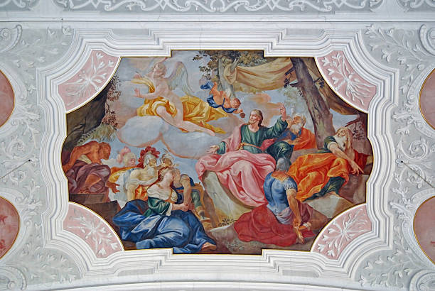 Fresco Maria Beautifull fresco at the ceiling of a church in Sankt Johann, Austria. sistine madonna stock pictures, royalty-free photos & images