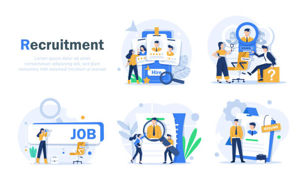 illustrazioni stock, clip art, cartoni animati e icone di tendenza di dipendenti in cerca di lavoro - reparto-assunzioni