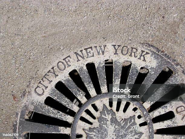 New York City Manhole Stock Photo - Download Image Now - New York City, Sewer, Typescript