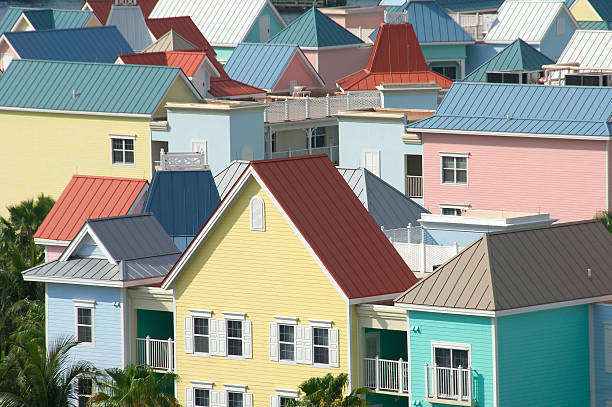 Colorful Houses Colorful houses on Paradise Island Nassau,Bahamas paradise island bahamas stock pictures, royalty-free photos & images