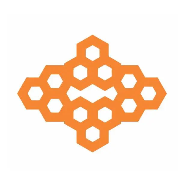 Vector illustration of orange honeycomb shape pattern vector logo and background