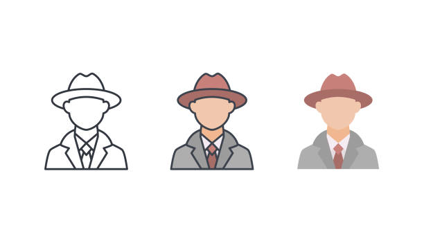 ilustrações de stock, clip art, desenhos animados e ícones de detective icon set. editable stroke. - mixed breed dog dog human face variation