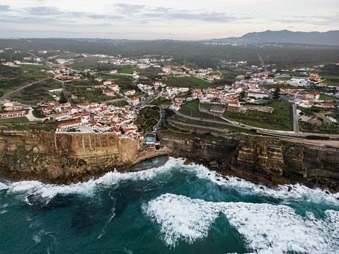 Aerial view, Azenhas do Mar, Portuguese Culture, Sintra, Portugal