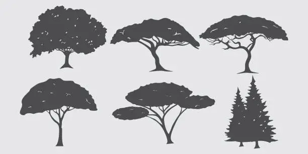 Vector illustration of tree silhouette. vector element for nature theme illustration.