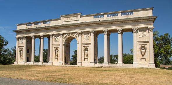 The colonnade on Rajstna is a romantic classicist gloriet near Valtice town, local name is Kolonada na Rajstne, Lednice and Valtice area, South Moravia, Czech Republic