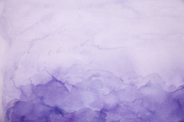 abstract purple ocean and waves watercolor painting stock photo