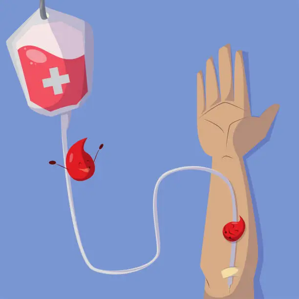 Vector illustration of illustration of an arm donating blood