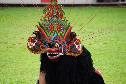 Blitar, East Java, Indonesia - June 17th, 2022 : Indonesian perform barongan kucingan dance. This dance come from blitar