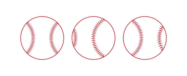ilustraciones, imágenes clip art, dibujos animados e iconos de stock de balones de béisbol. juego de pelotas de softball. contorno y glifo de softballs. - baseball silhouette pitcher playing