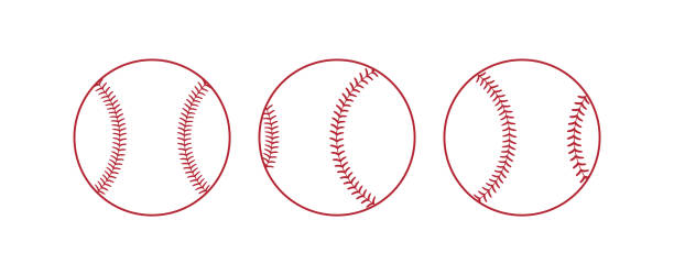 ilustrações de stock, clip art, desenhos animados e ícones de baseball balls. set of softballs. outline and glyph softballs. - baseball silhouette pitcher playing