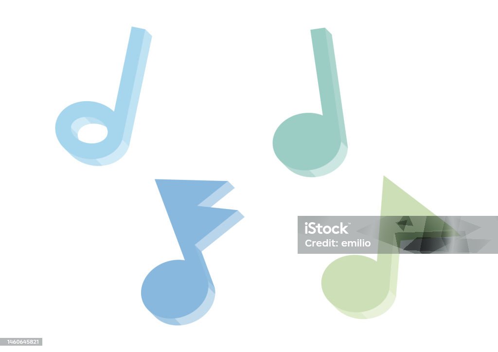 Half Note 3d Colorful Blue Music Notes 3d Stock Illustration - Download Image Now ...