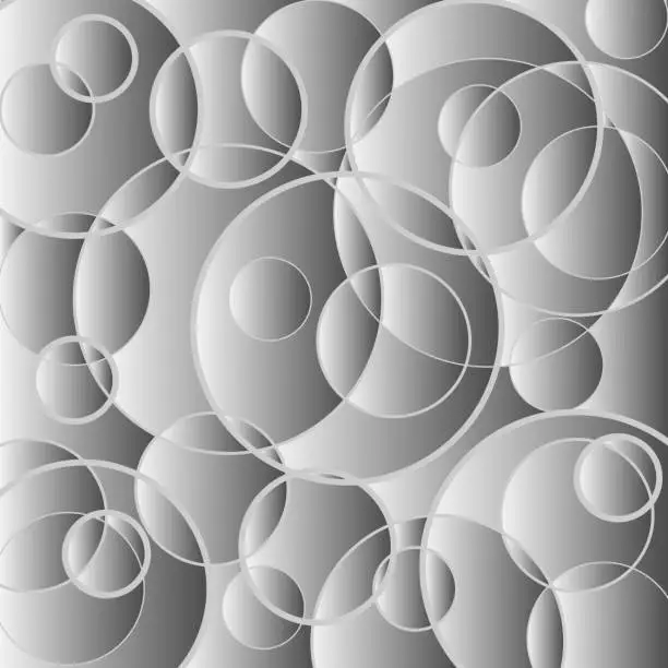 Vector illustration of Abstract monochrome gradient background with circle-shaped contour lines