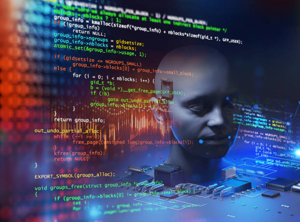istock 3d illustration of ai human on technology background. 1460647669