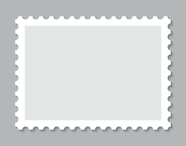 우표를 게시하십시오. 빈 직사각형 메일 스티커. 벡터 그림입니다. - stamps postage stock illustrations