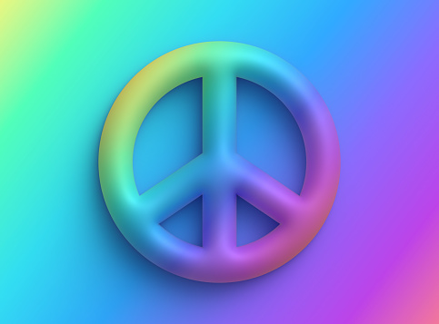 Peace symbol 3D gradient abstract background design.