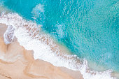 A ocean waves and beach top view, natural background.