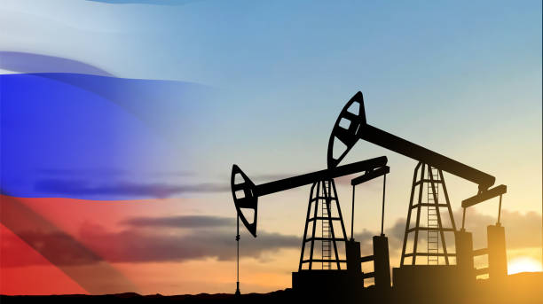 стокові ілюстрації на тему концепція нафтової промисловості росії - неочищена нафта