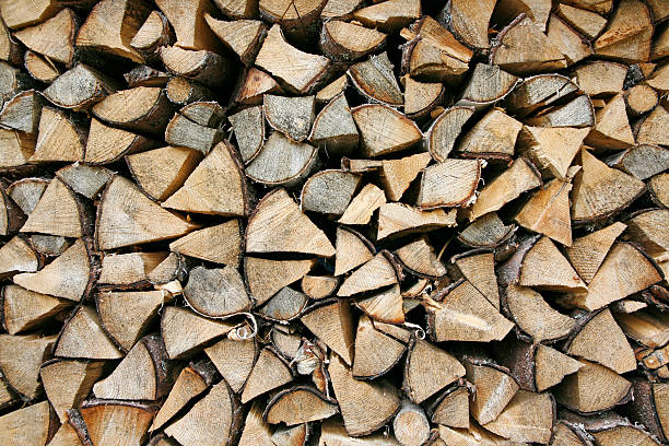 Wood lying in a pile stock photo