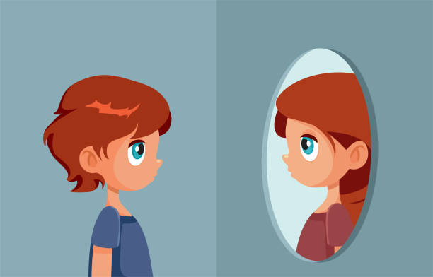 Little Boy Identifying as a Girl Vector Cartoon Illustration Person born with gender dysphoria trying to find identity at young age trans boy stock illustrations