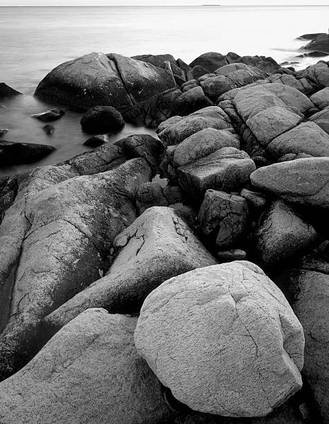 rocks on coast Massachusetts stock photo