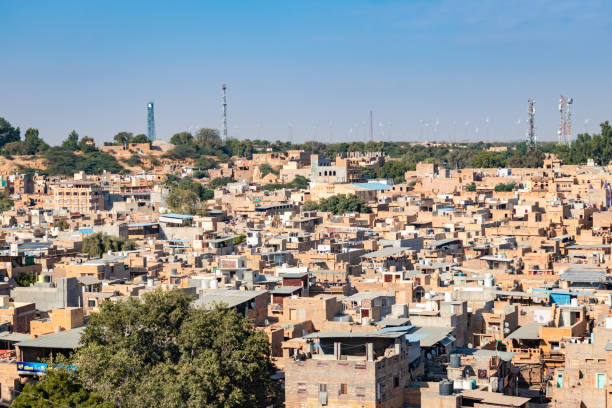 istock desert city architectural view with bright blue sky from fort from flat angle at day 1460663386