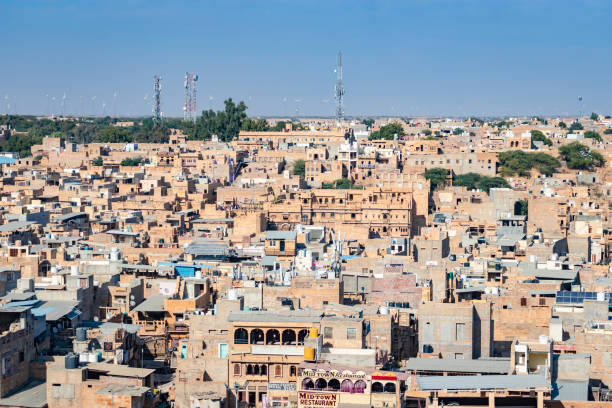 istock desert city architectural view with bright blue sky from fort from flat angle at day 1460663531