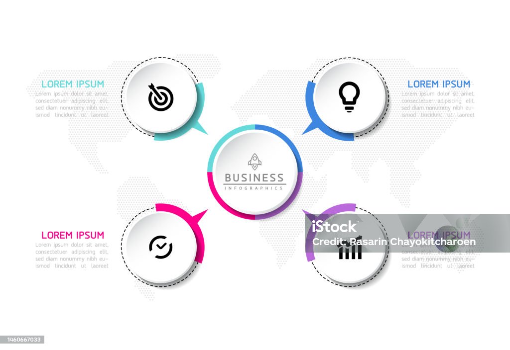 Circular Connection On Screen Circular Connection Steps Infographic Template Stock Illustration ...