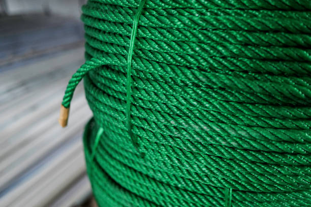 This is a close up photo of a green rope
