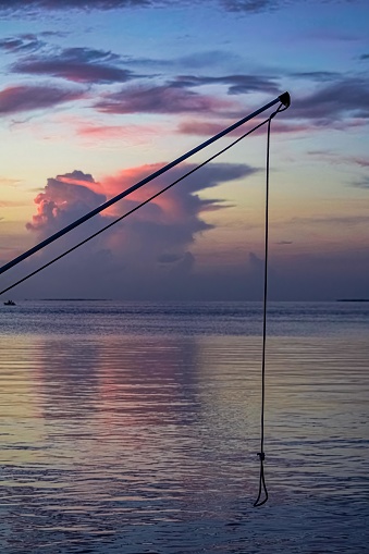 A fishing line silhouette on a sunset in Islamorada, FL.