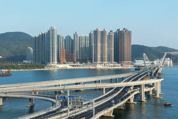 Tseung Kwan O Cross Bay Link in Hong Kong City 스톡 사진