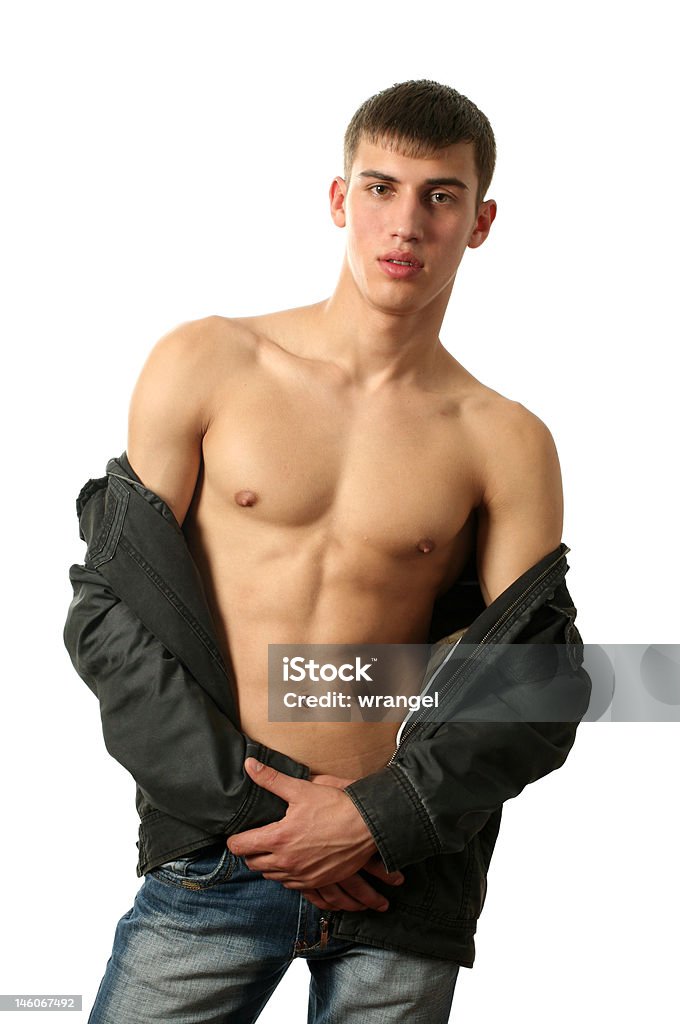 Sexy homem com um casaco preto - Royalty-free Adulto Foto de stock