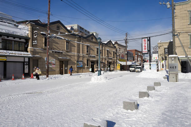 Otaru, Japan  - December 19, 2022 : Snow-covered streets of Otaru. Otaru is popular tourist attractions in Hokkaido,Japan