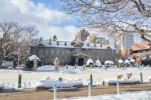 Hokkaido, Japan  - December 20, 2022 : Sapporo Shiryokan, This building was once used as the Court of Appeals, which is equivalent to today's High Court. Now it is open to the general public as the Sapporo City Archives
