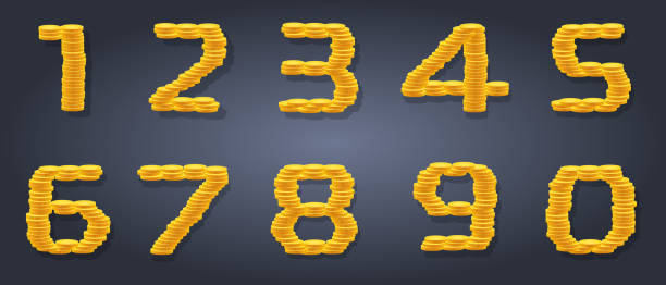 istock Digital alphabet from gold coins. Numbers from money. 1460686512