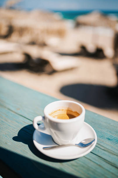 Morning coffee with a sea view.