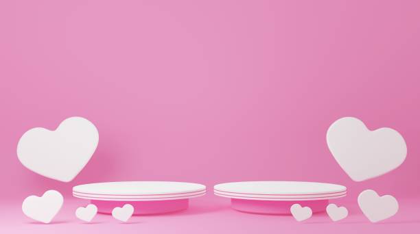 istock 3d rendering Decorative gift box around product stand , love and valentine's day celebrate, 1460690484