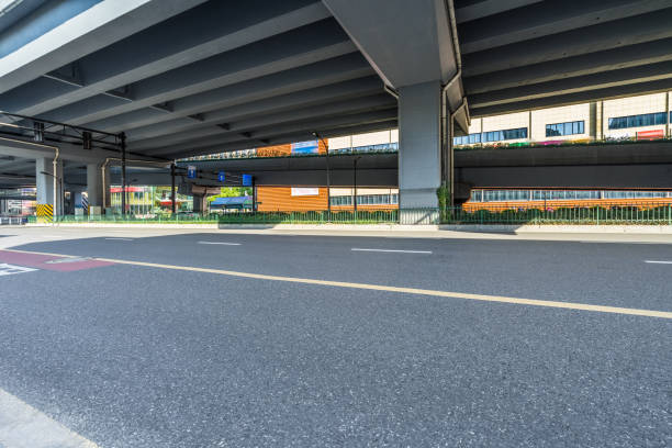 empty city road under the viaduct