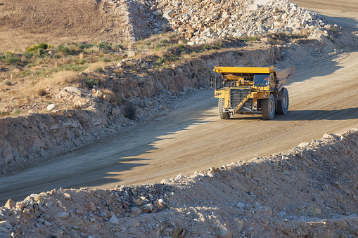 mining machinery working in open pit mine