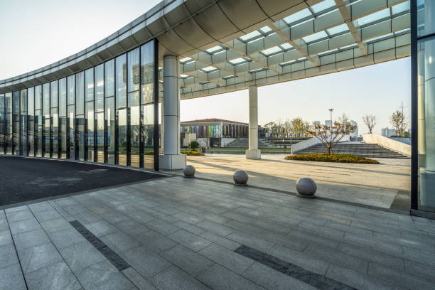 istock modern buildings and empty pavement in china 1460692834