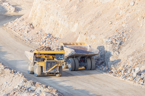 mining machinery working in open pit mine
