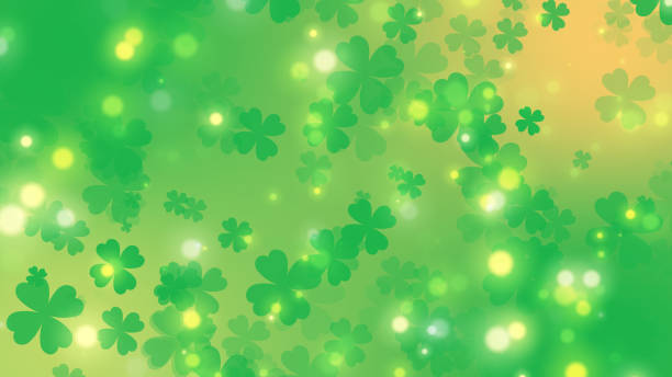 ilustrações de stock, clip art, desenhos animados e ícones de four leaf clover background st. patrick's day - st patricks day backgrounds clover leaf