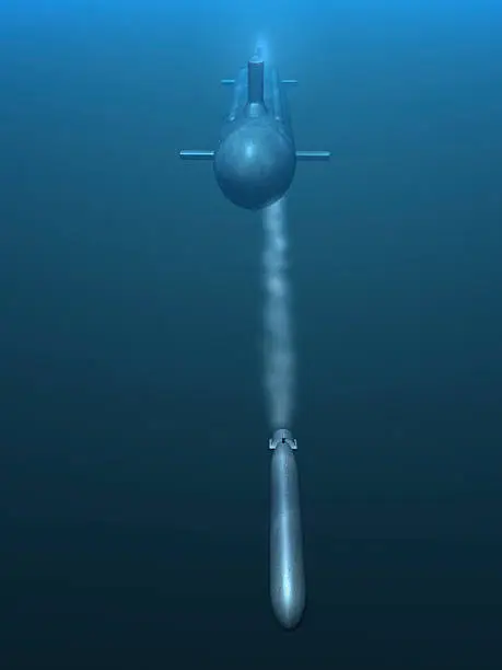 3D submarine shooting missle front view