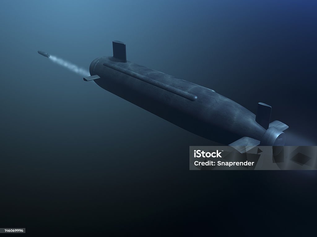 3 D submarino tiro missle trasero - Foto de stock de Torpedo libre de derechos