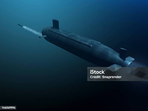 3 D Submarino De Missle Retaguarda - Fotografias de stock e mais imagens de Torpedo - Torpedo, Azul, Conflito