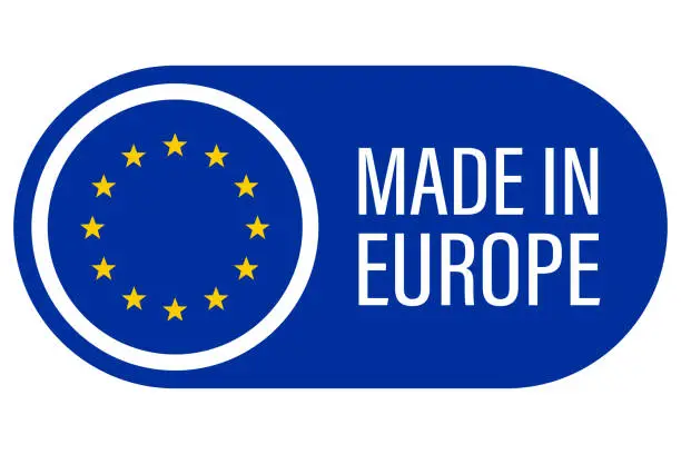 Vector illustration of Made In Europe Label. European Quality Sticker Icon